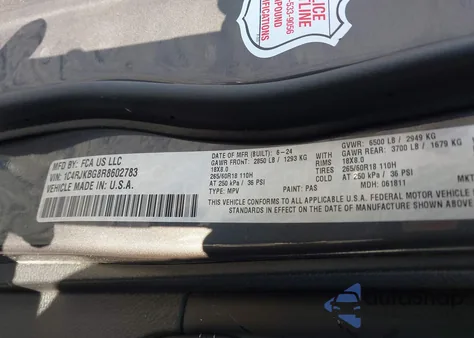 2024 Jeep Grand Cherokee L Limited 4X4 from USA, damaged, VIN 1C4RJKBG8R8602783